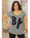 Camiseta  Rayas Negro y Pistacho B Y Indra