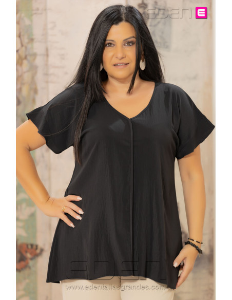 New Blusa Satin Negro Indra - Imagen 1