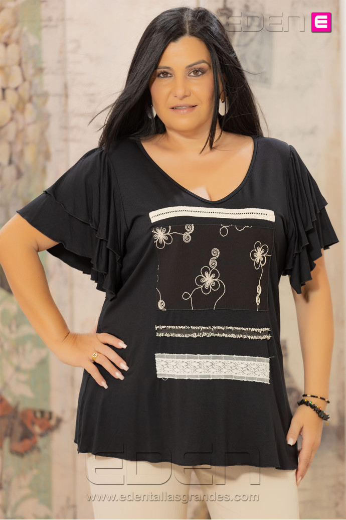 Camiseta Fiore Negro Indra - Imagen 1