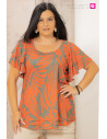 Camisola Bambula Volantes Tropical Chic Coral Indra