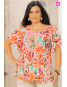 Camisola Bambula Volantes Tropical Chic Fucsia Indra