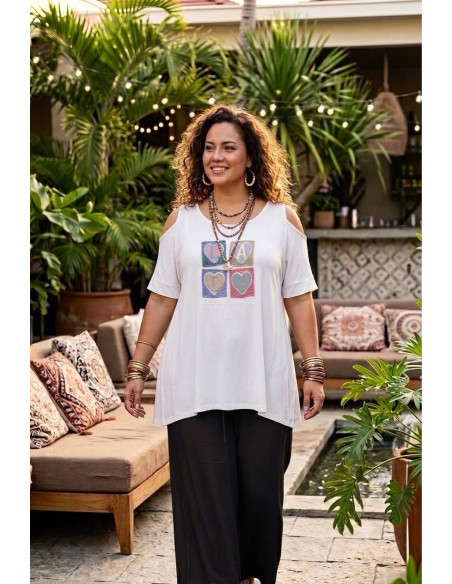 Camiseta Life is Romatic Blanco Indra - Imagen 1