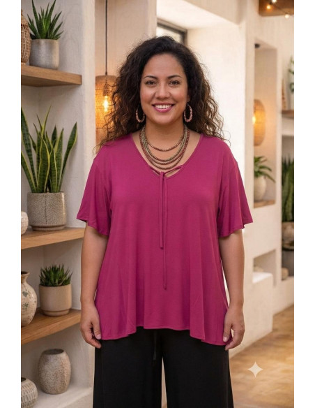 Camiseta Cordones Fucsia Indra - Imagen 1