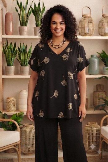 Blusa Burgos Negro bordada Indra - Imagen 1