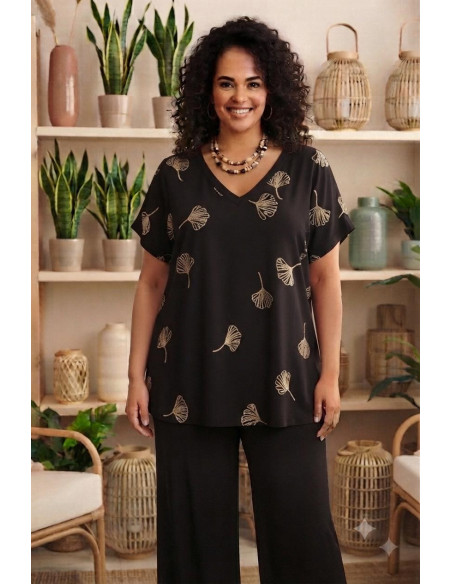 Blusa Burgos Negro bordada Indra - Imagen 1