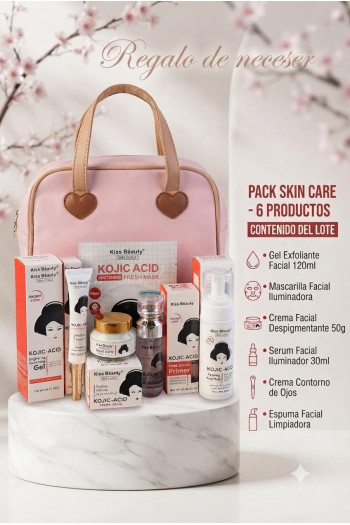 Pack Skin Care 6 Cosmética Coreana Kojic Acid +Neceser - Imagen 1