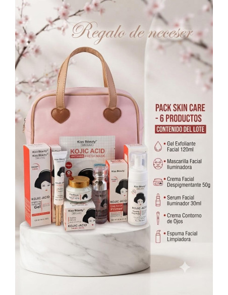 Pack Skin Care 6 Cosmética Coreana Kojic Acid +Neceser - Imagen 1