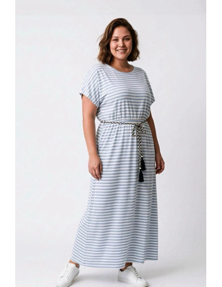 Vestido Rayas Celeste Valeria Milano - Imagen 1
