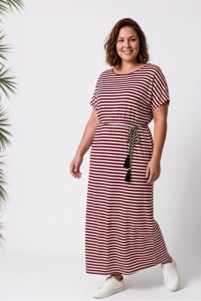 Vestido Rayas Granate Valeria Milano - Imagen 1
