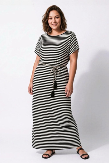 Vestido Rayas Negro Valeria Milano - Imagen 1