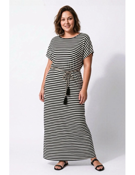 Vestido Rayas Negro Valeria Milano - Imagen 1