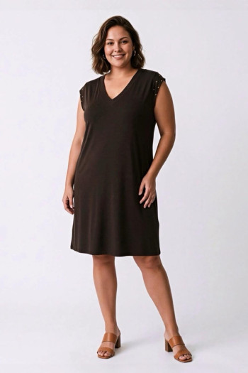 Vestido Tachuelas Chocolate Valeria Milano - Imagen 1