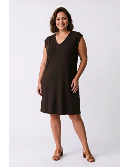 Vestido Tachuelas Chocolate Valeria Milano - Imagen 1