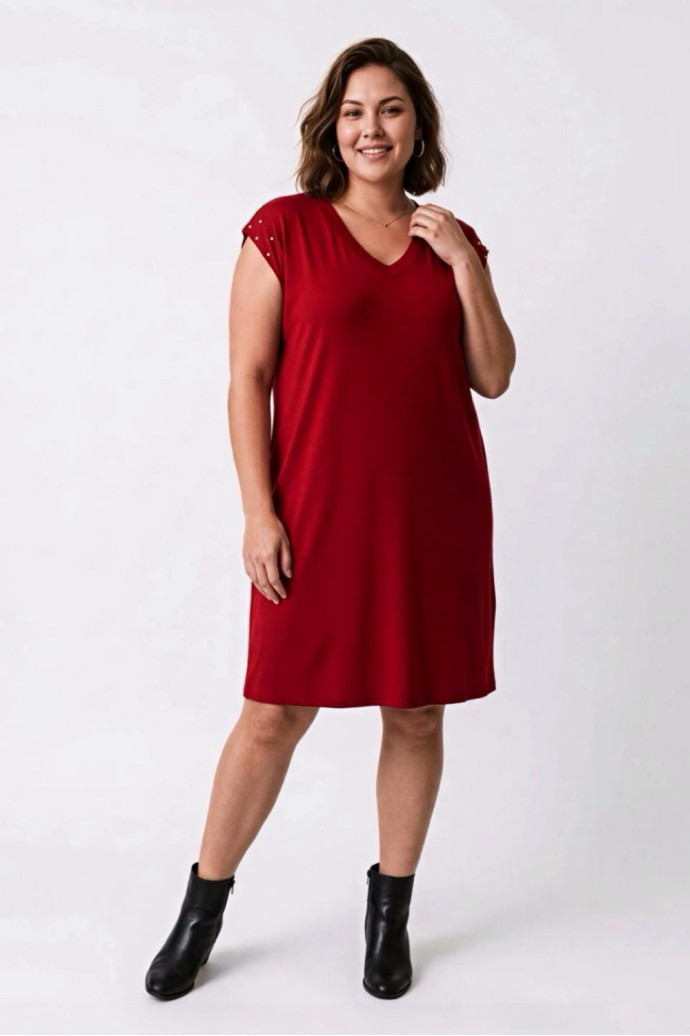 Vestido Tachuelas Bordeaux Valeria Milano - Imagen 1