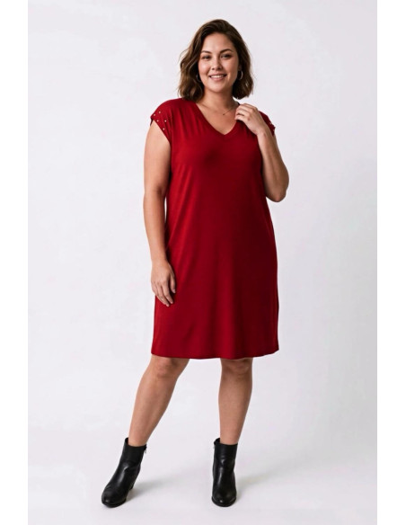 Vestido Tachuelas Bordeaux Valeria Milano - Imagen 1