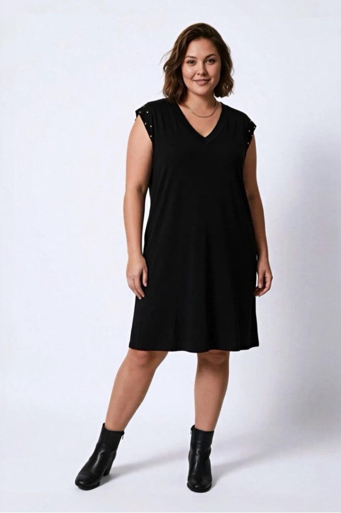 Vestido Tachuelas Negro Valeria Milano - Imagen 1