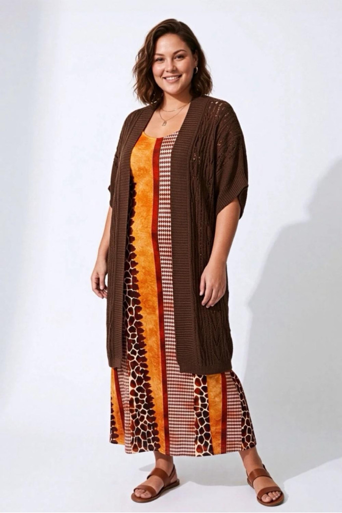 Kimono Calado Chocolate Valeria Milano - Imagen 1