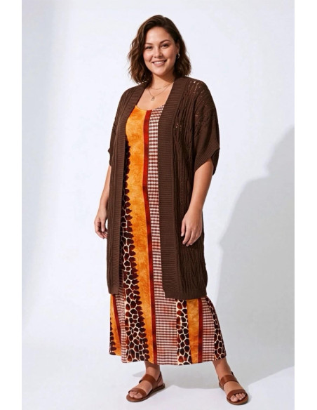 Kimono Calado Chocolate Valeria Milano - Imagen 1