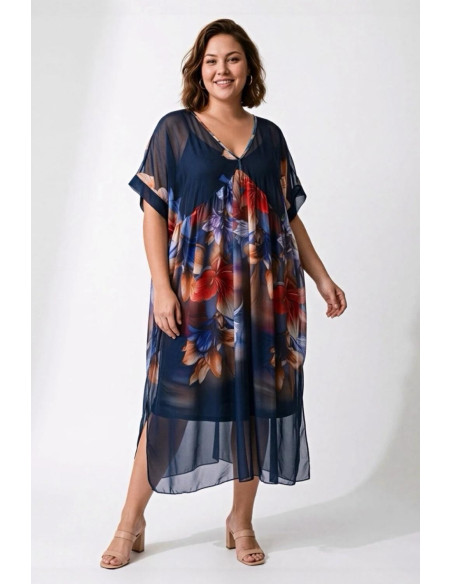 Vestido Bora Bora gasa Azul Valeria Milano - Imagen 1