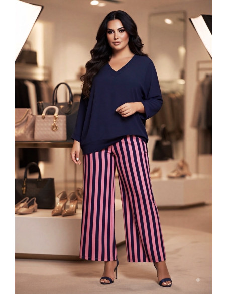 Pantalón Rayas Marino y Rosa Valeria Milano - Imagen 1