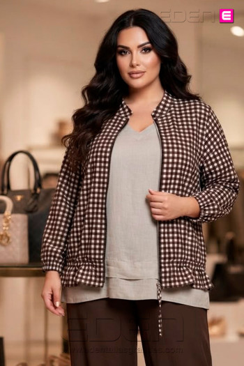 Chaqueta Cuadros Vichy Chocolate Valeria Milano - Imagen 1