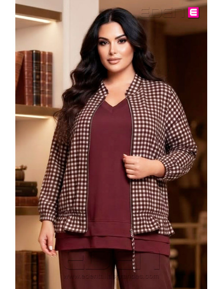 Chaqueta Cuadros Vichy Bordeaux Valeria Milano - Imagen 1