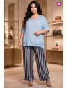 Pantalón Rayas Chocolate y Azul Valeria Milano