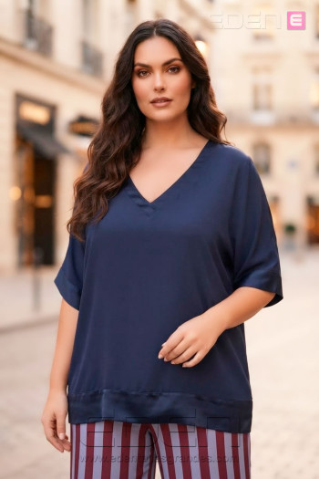 Blusa Combinada Raso Marino Valeria Milano - Imagen 1