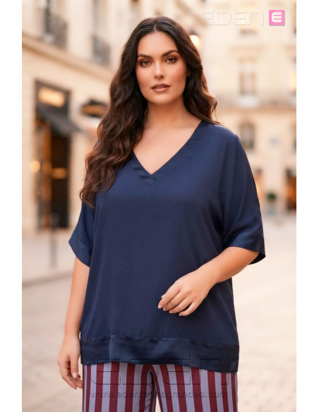 Blusa Combinada Raso Marino Valeria Milano - Imagen 1