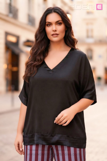 Blusa Combinada Raso Negro Valeria Milano - Imagen 1