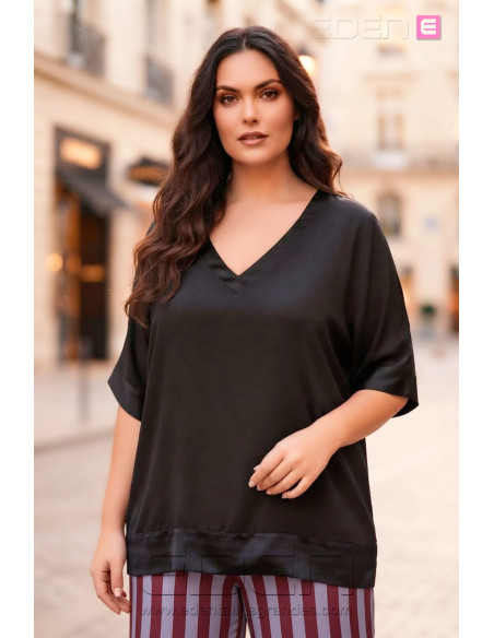 Blusa Combinada Raso Negro Valeria Milano - Imagen 1