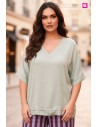 Blusa Combinada Raso Crudo Valeria Milano