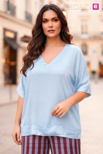 Blusa Combinada Raso Celeste Valeria Milano - Imagen 1