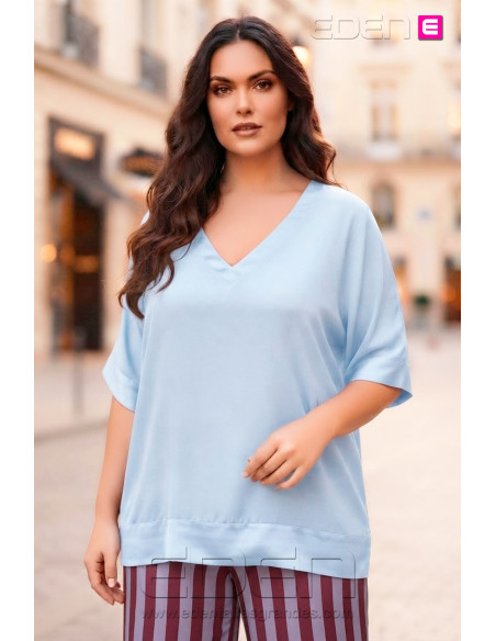 Blusa Combinada Raso Celeste Valeria Milano - Imagen 1