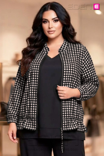 Chaqueta Cuadros Vichy Negro Valeria Milano - Imagen 1