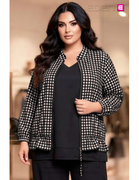 Chaqueta Cuadros Vichy Negro Valeria Milano - Imagen 1