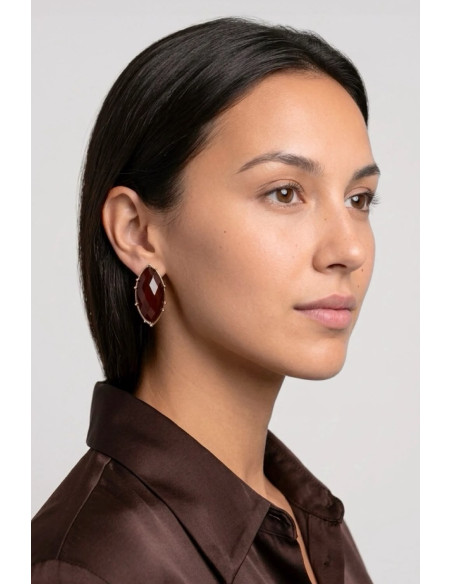 Pendientes Diseño Eternity Chocolate Brown - Imagen 1
