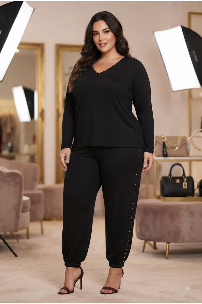 CamisetaTachuelas Negro Valeria Milano - Imagen 1