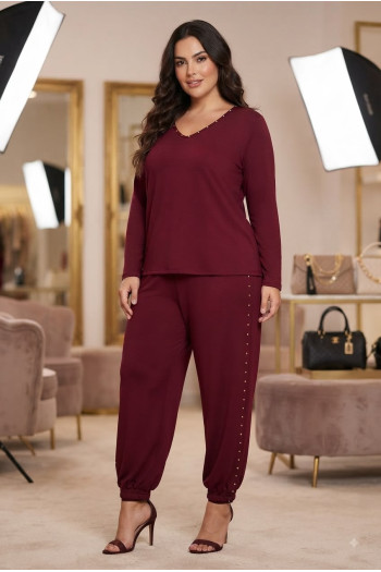 Camiseta Tachuelas Bordeaux Valeria Milano - Imagen 1