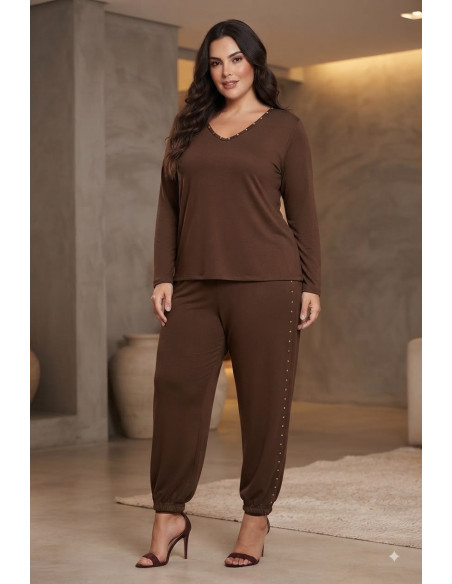 Camiseta Tachuelas Chocolate Valeria Milano - Imagen 1