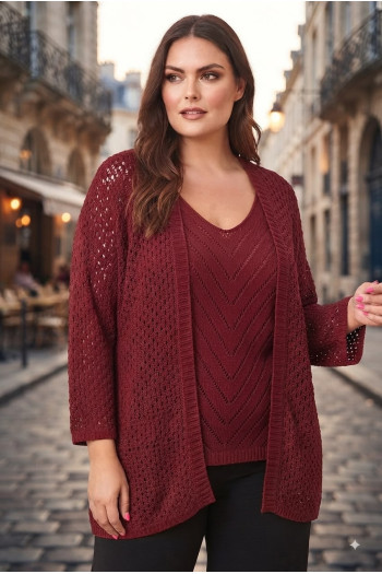 Conjunto Top + Rebeca Calado Bordeaux Valeria Milano - Imagen 1