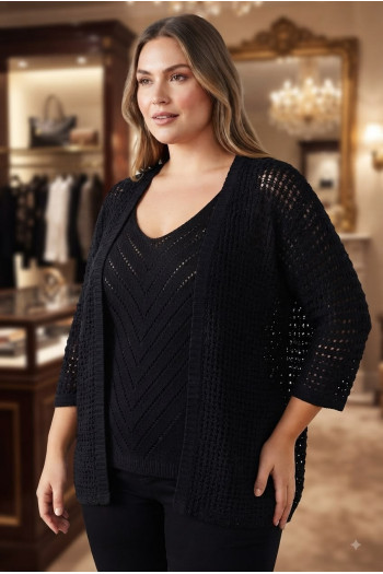 Conjunto Top + Rebeca Calado Negro Valeria Milano - Imagen 1