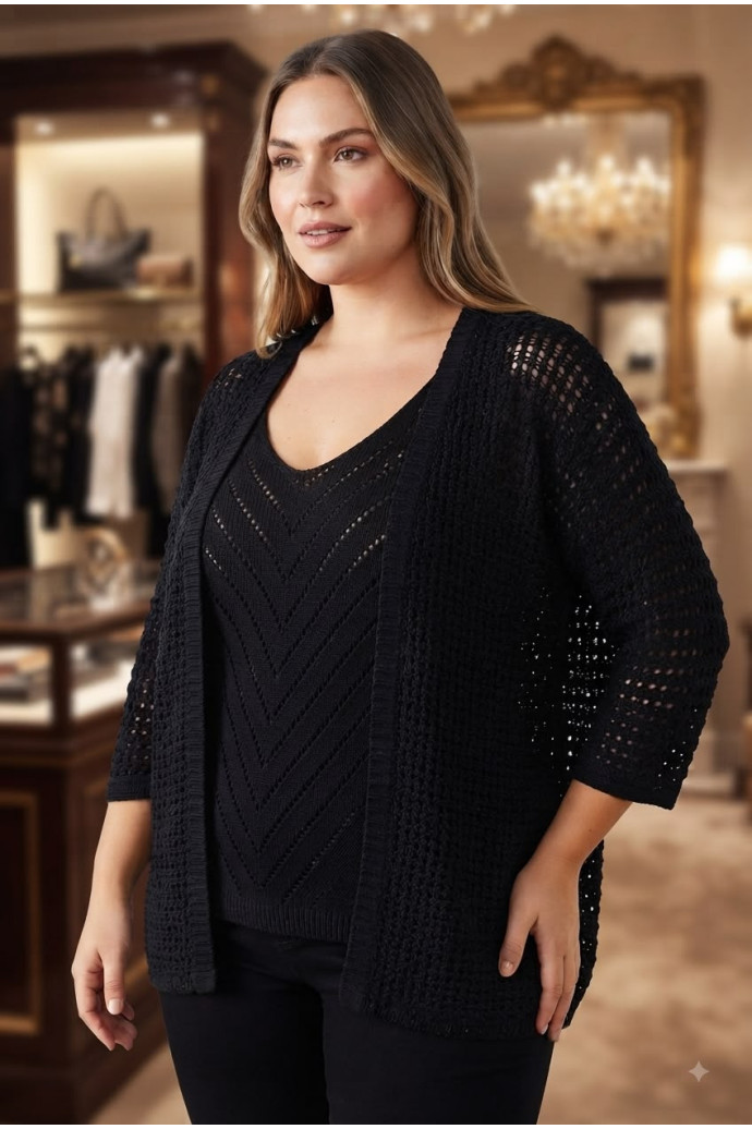 Conjunto Top + Rebeca Calado Negro Valeria Milano - Imagen 1