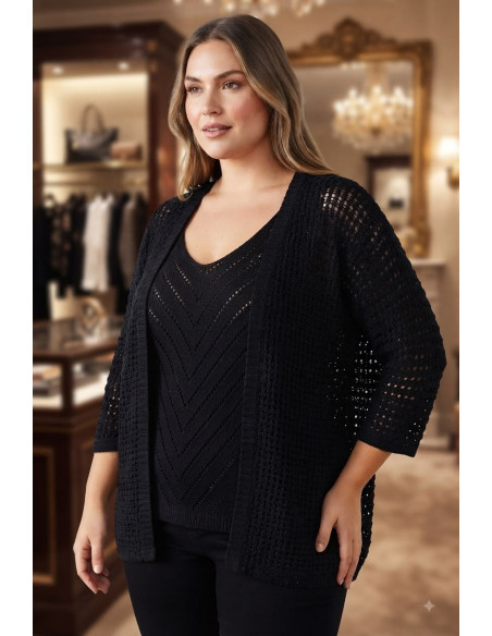 Conjunto Top + Rebeca Calado Negro Valeria Milano - Imagen 1