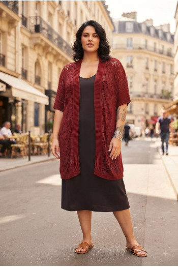 Kimono Calado Bordeaux Valeria Milano - Imagen 1