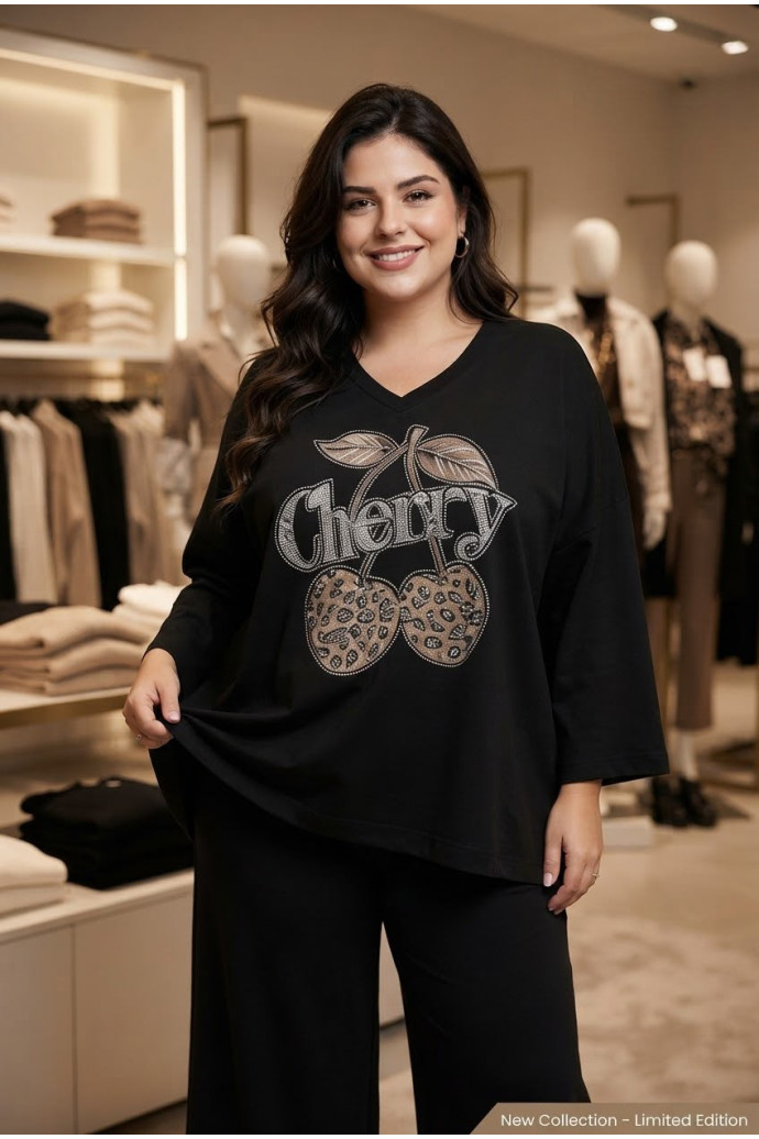 Sudadera Cherry Negro Valeria Milano - Imagen 1