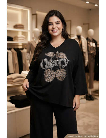 Sudadera Cherry Negro Valeria Milano - Imagen 1