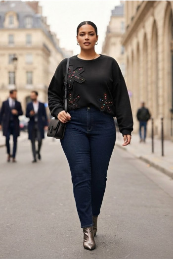 Sudadera Asterisco Negro Valeria Milano - Imagen 2
