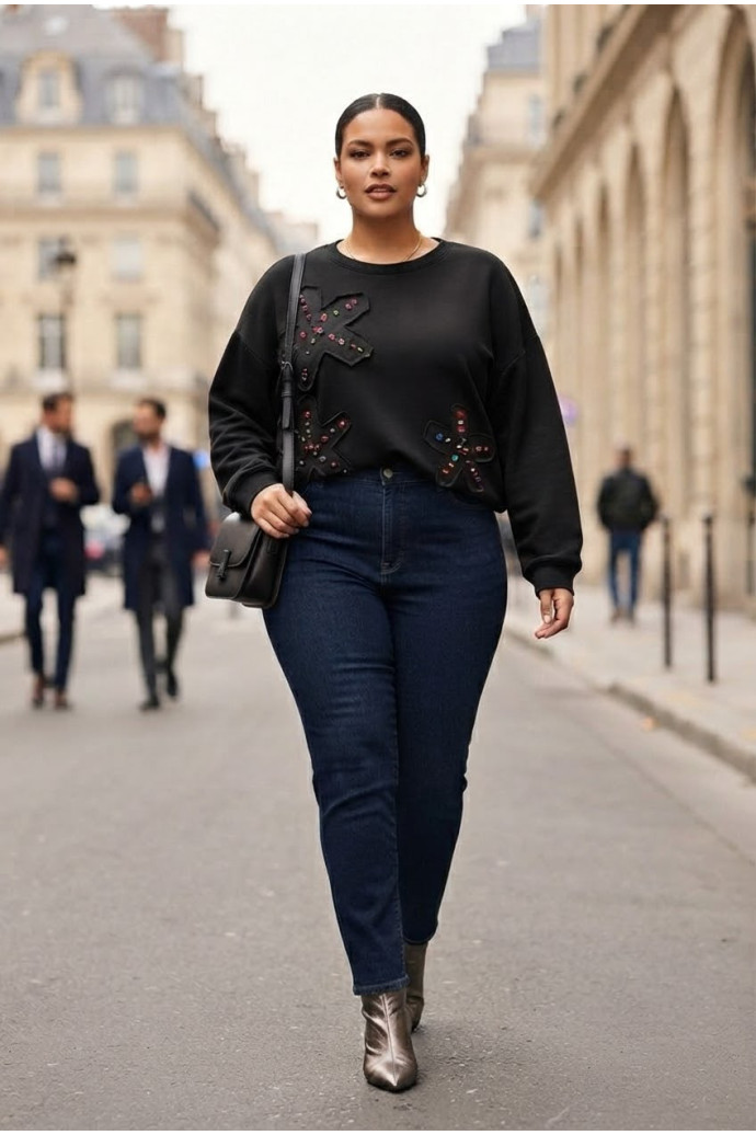 Sudadera Asterisco Negro Valeria Milano - Imagen 2