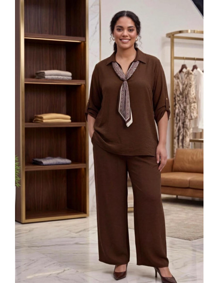 Conjunto Pañuelo Chocolate Valeria Milano - Imagen 1